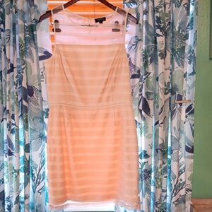 Tahari ASL Cream Striped Mini Dress
